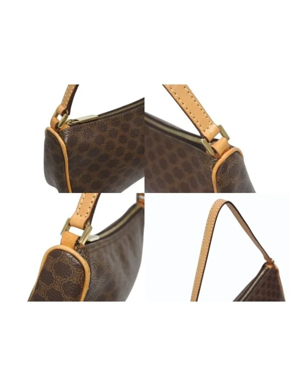 Celine Hobo Mini Andbag Pouch Macadam Pattern Brown